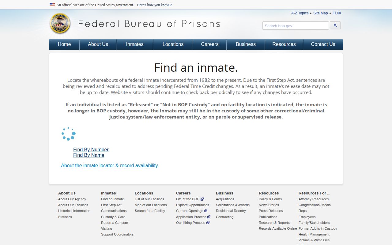 Federal BOP projected release search for a Fayette County record