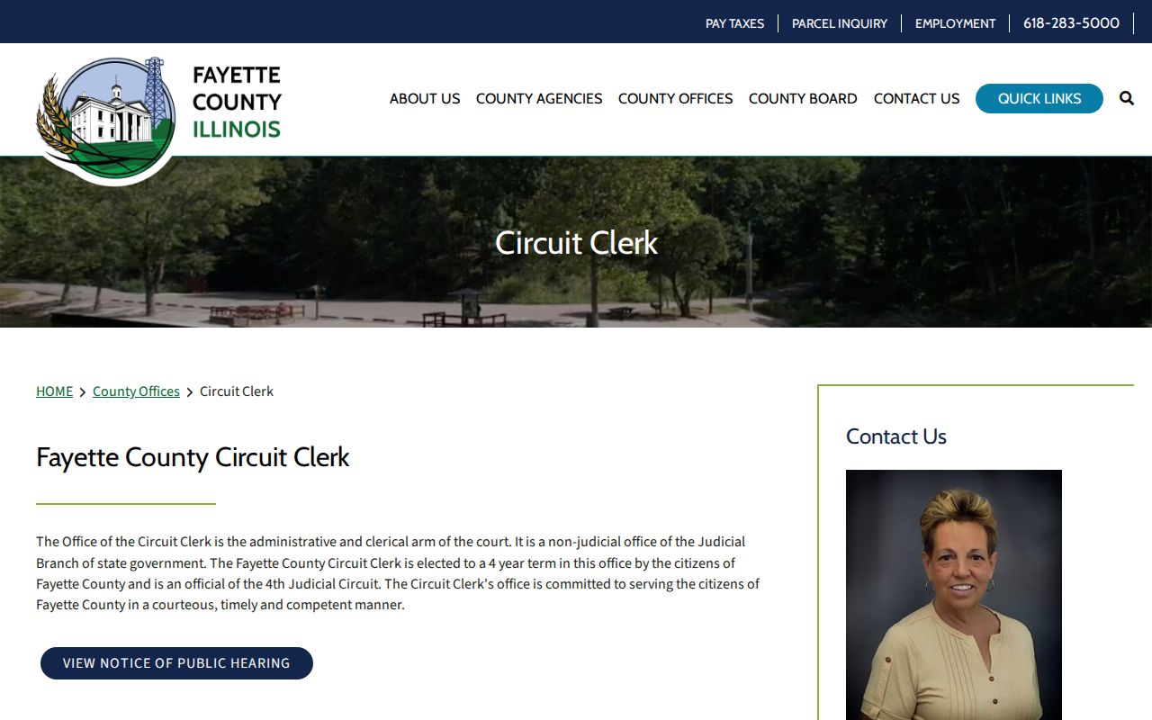 Fayette County Circuit Clerk page used to obtain release and disposition orders